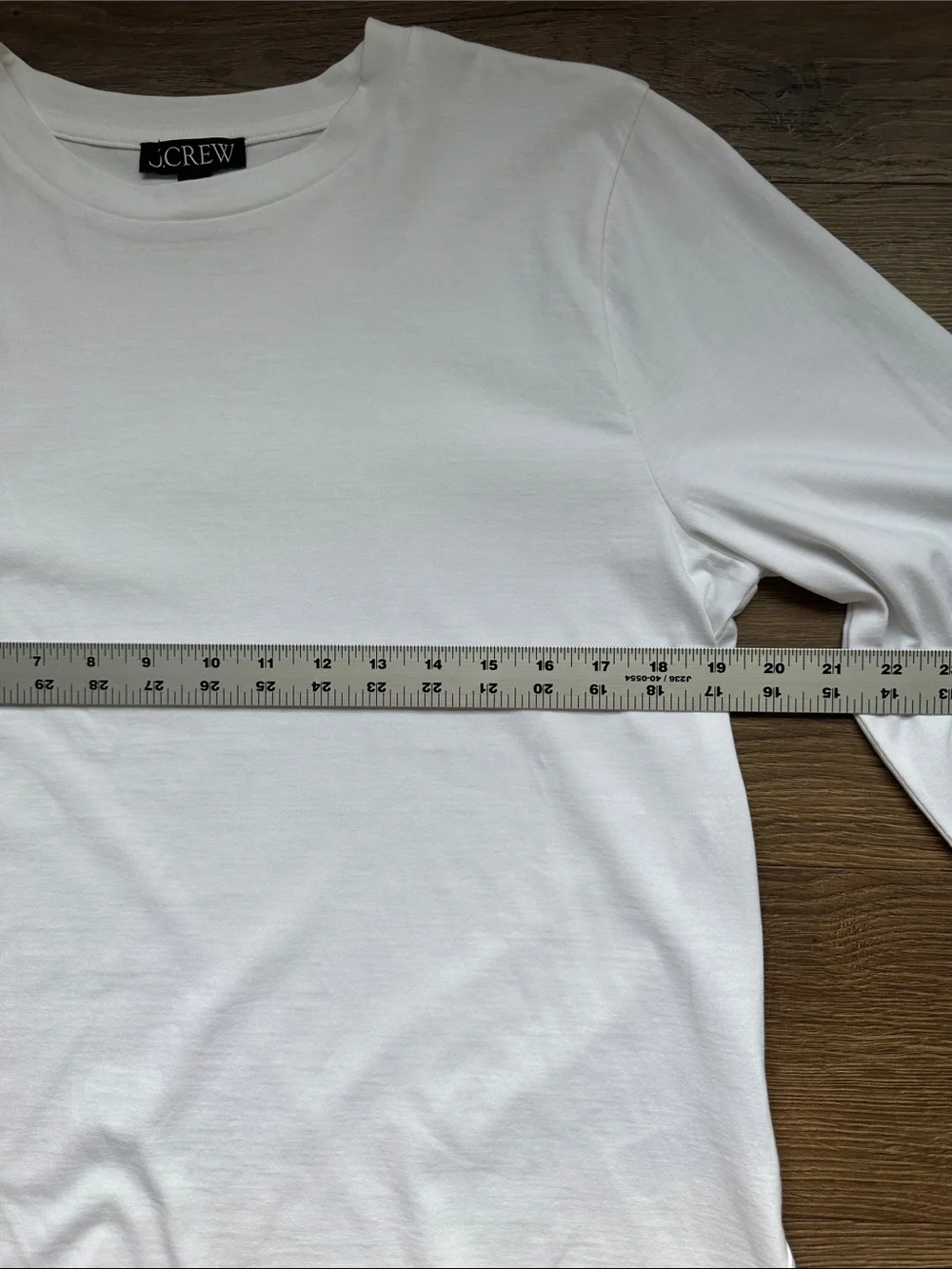J.Crew White Long 3/4 Sleeve Crewneck Cotton T-Shirt Side Slit Hem Size S